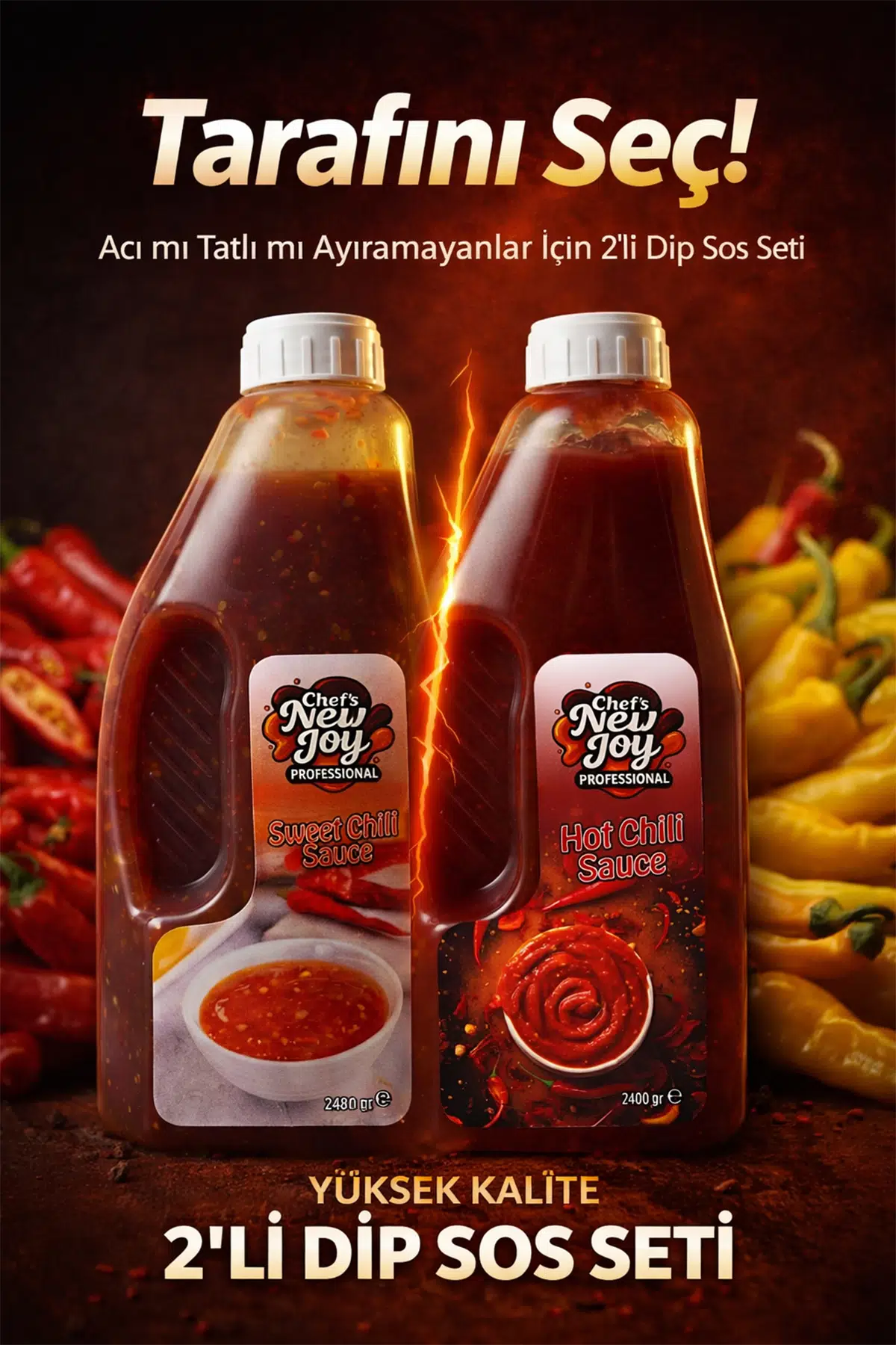 2'li Gurme Dip Sos Seti - Sweet Chili (2480g) + Hot Chili (2400g) Tatlı Acı Sos