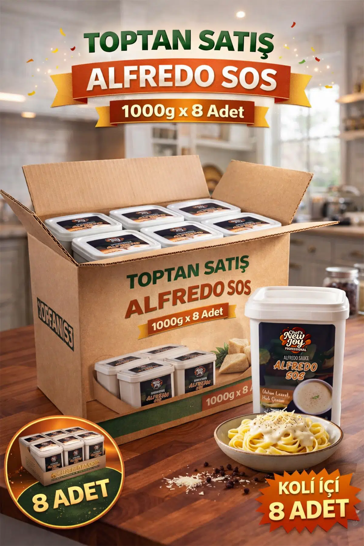 Alfredo Sos 1000 G X 8 Adet - 1 Koli (Koli Bazlı Avantaj Paketi)