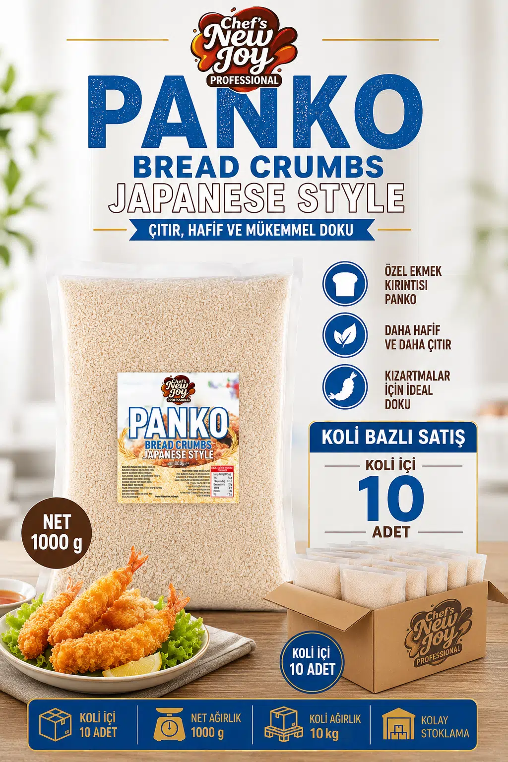 Ekmek Kırıntısı Panko 1000 G x 10 Adet - 1 Koli (Koli Bazlı Avantaj Paketi)