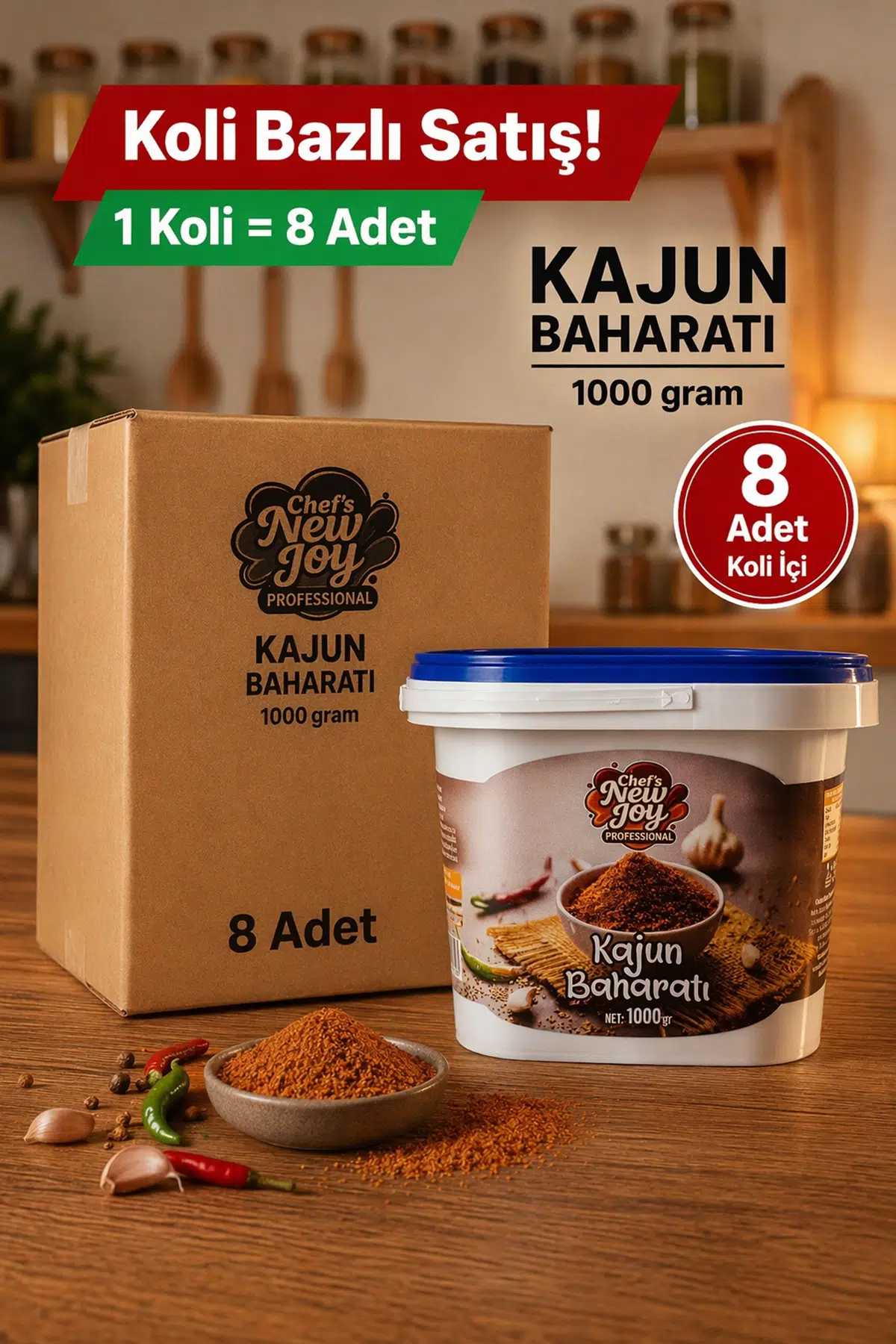 Kajun Baharatı 1000 G x 8 Adet - 1 Koli (Koli Bazlı Avantaj Paketi)