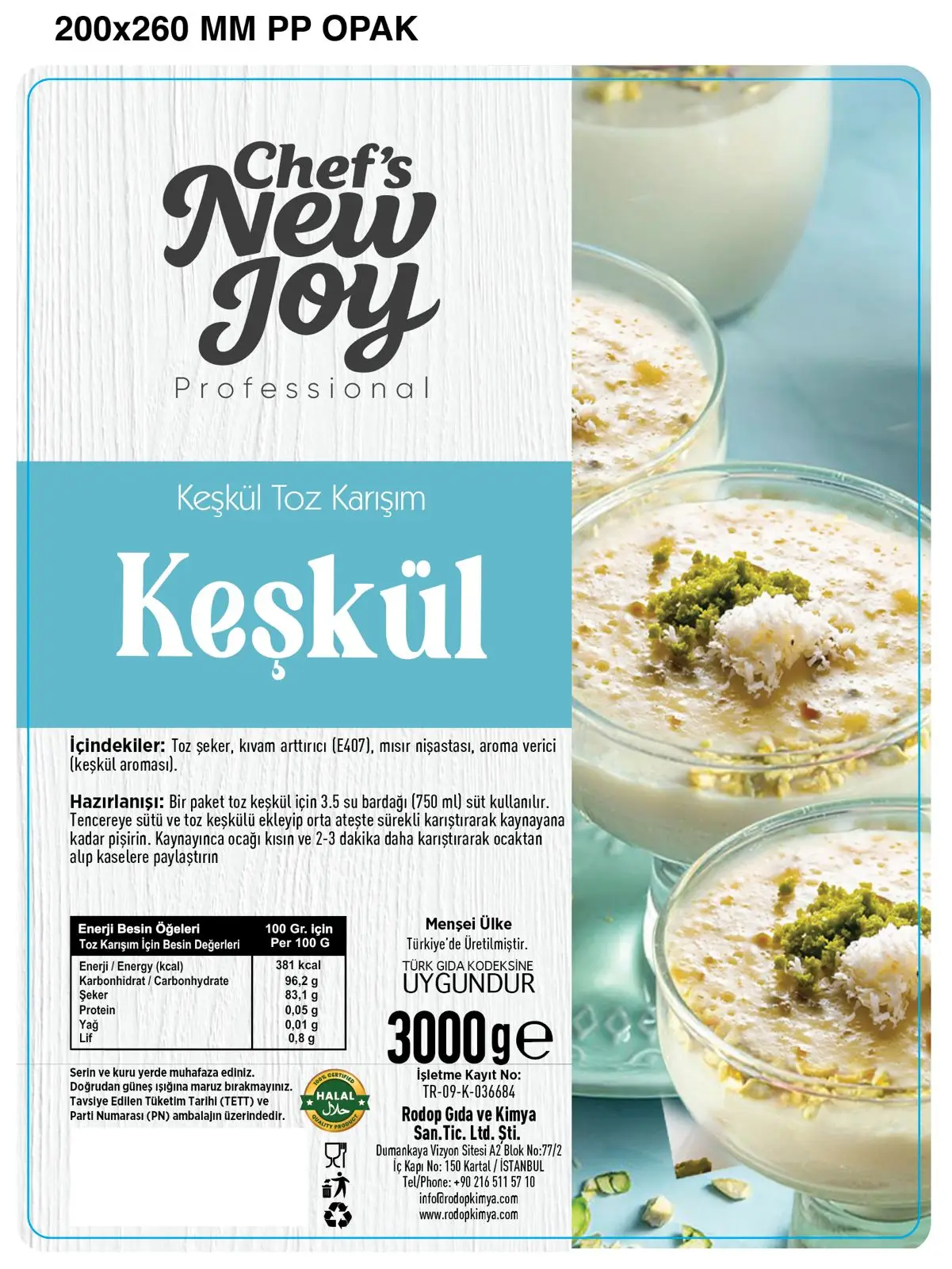 Keşkül 3000 gr Keşkül Toz Karışım