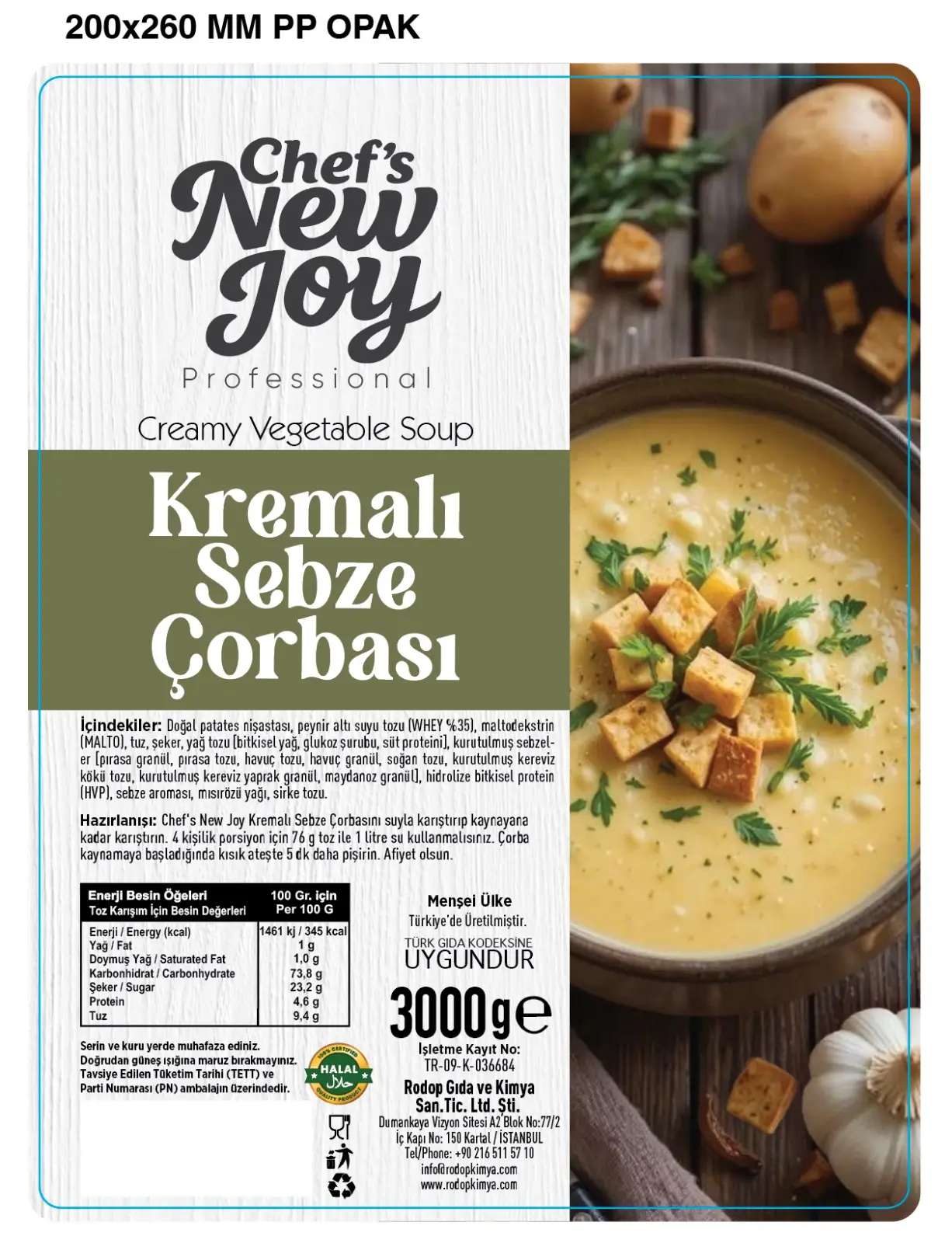Kremalı Sebze Çorbası 3000 G X 6 Adet - 1 Koli Ekonomik Paket (Koli Bazlı Toptan)