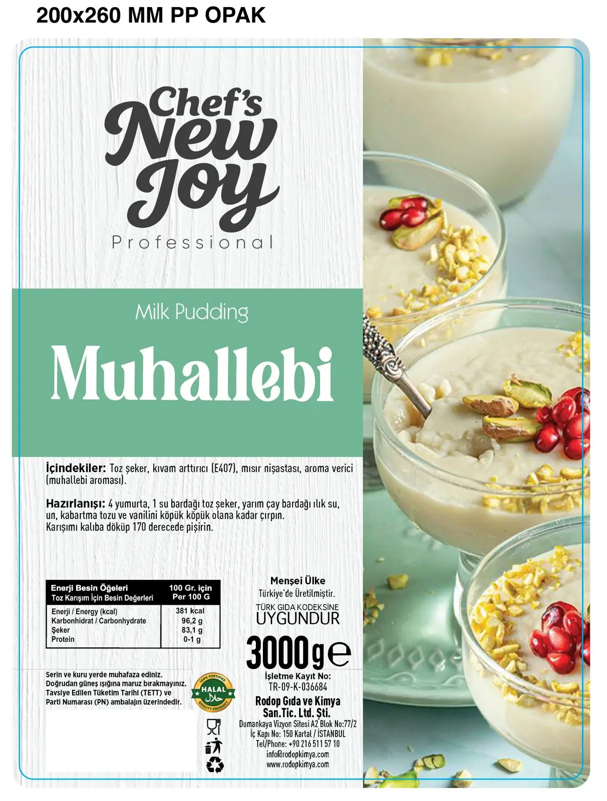 Muhallebi 3000 gr Milk Pudding