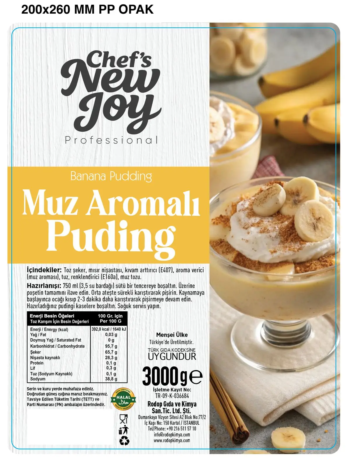 Muzlu Puding 3000 gr Banana Pudding