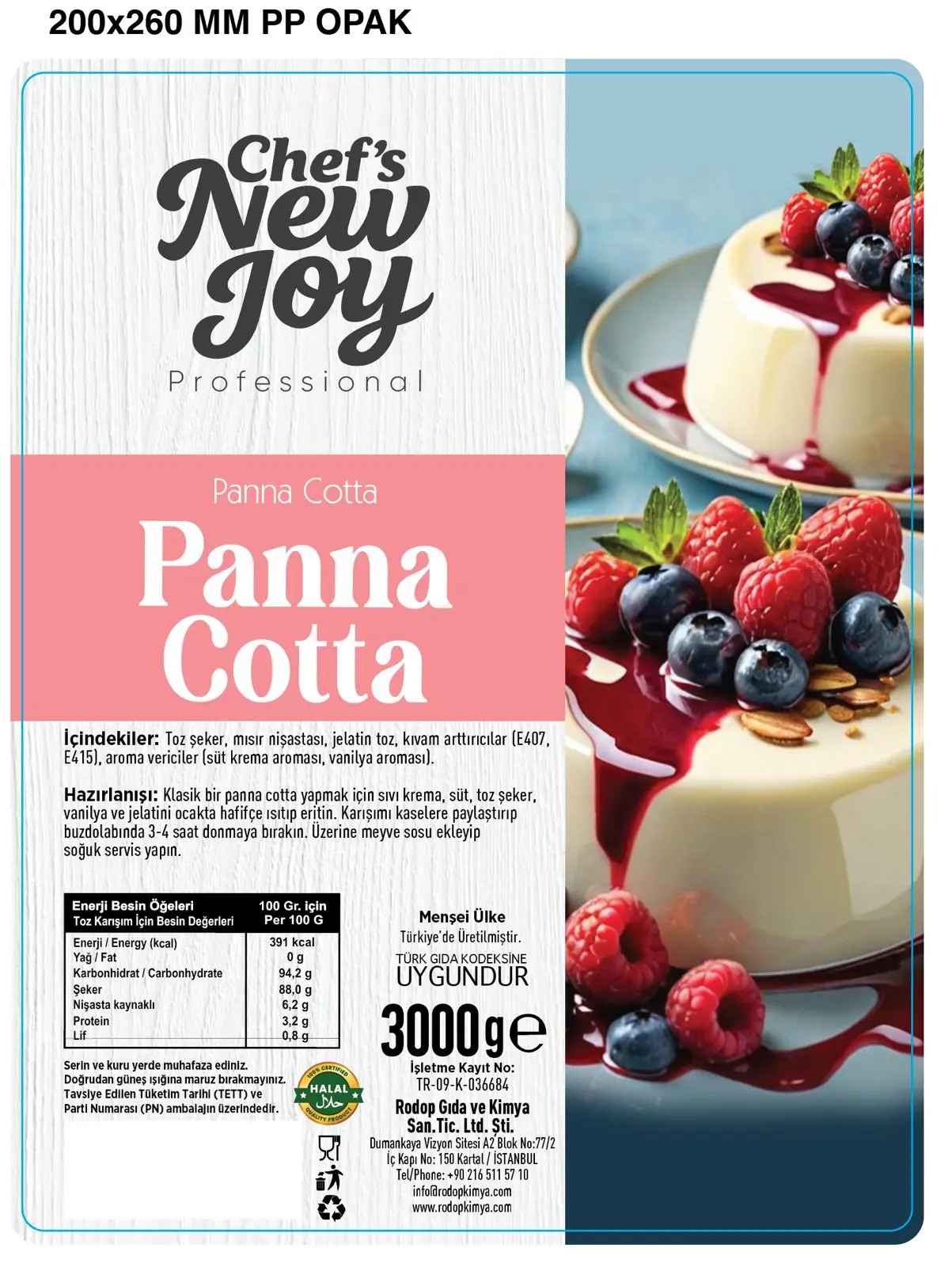 Panna Cotta 3000 gr İtalyan Tatlısı