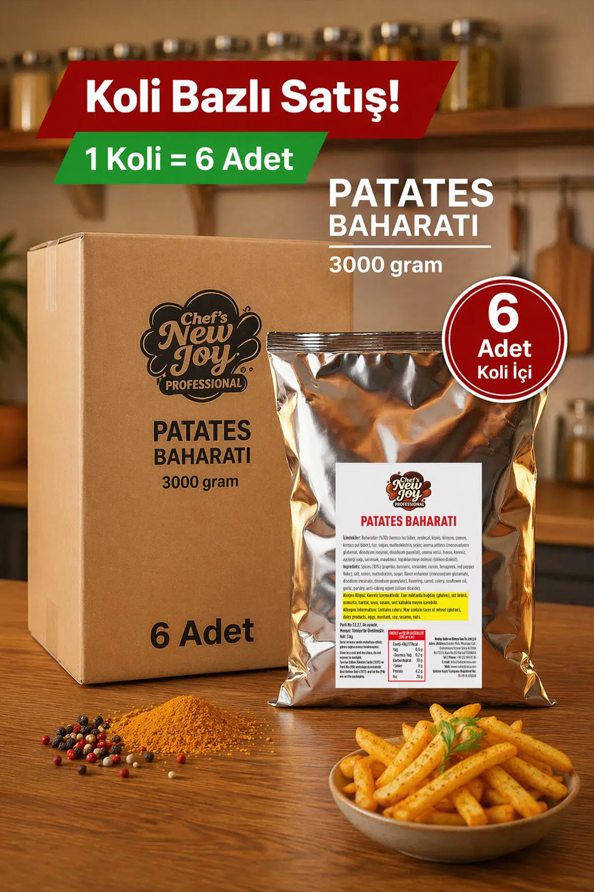 Patates Baharatı 3000 G x 6 Adet - 1 Koli (Koli Bazlı Avantaj Paketi)