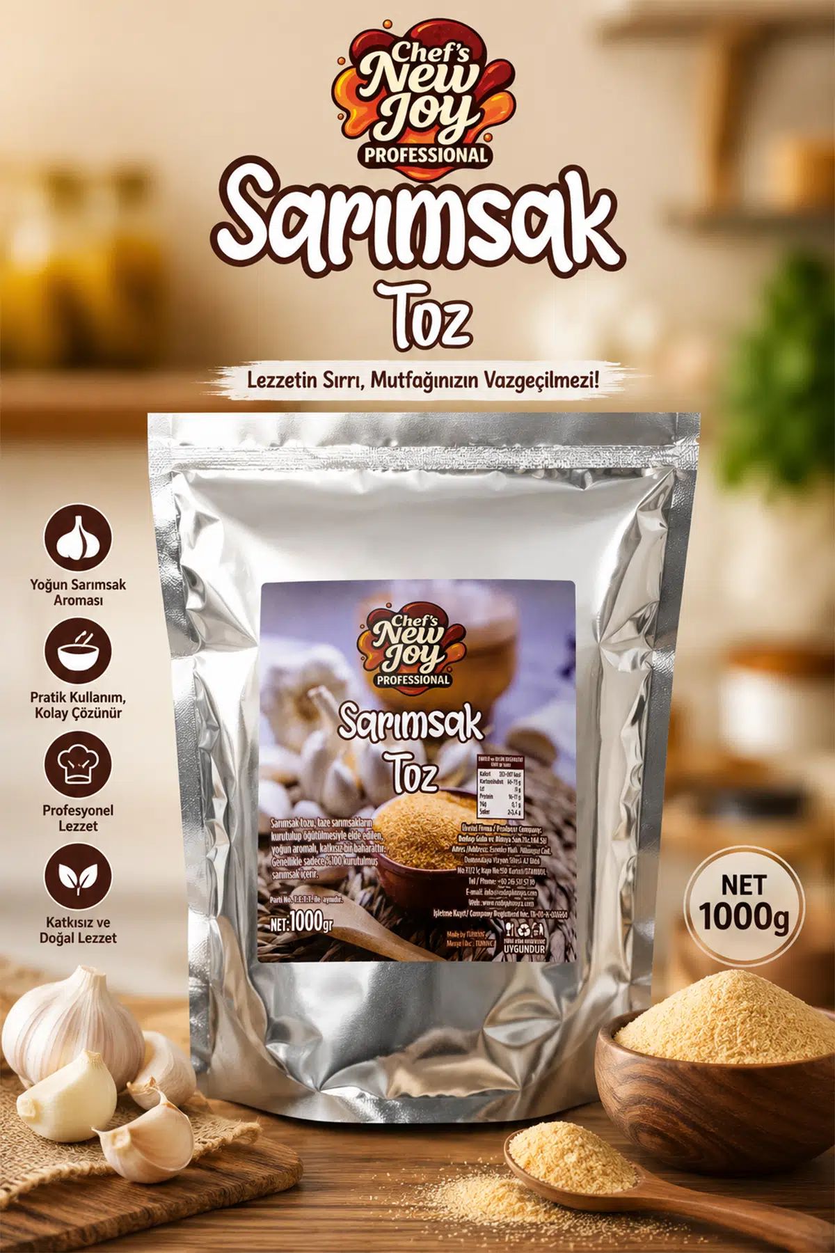Sarımsak Toz 1000 gr Garlic Powder