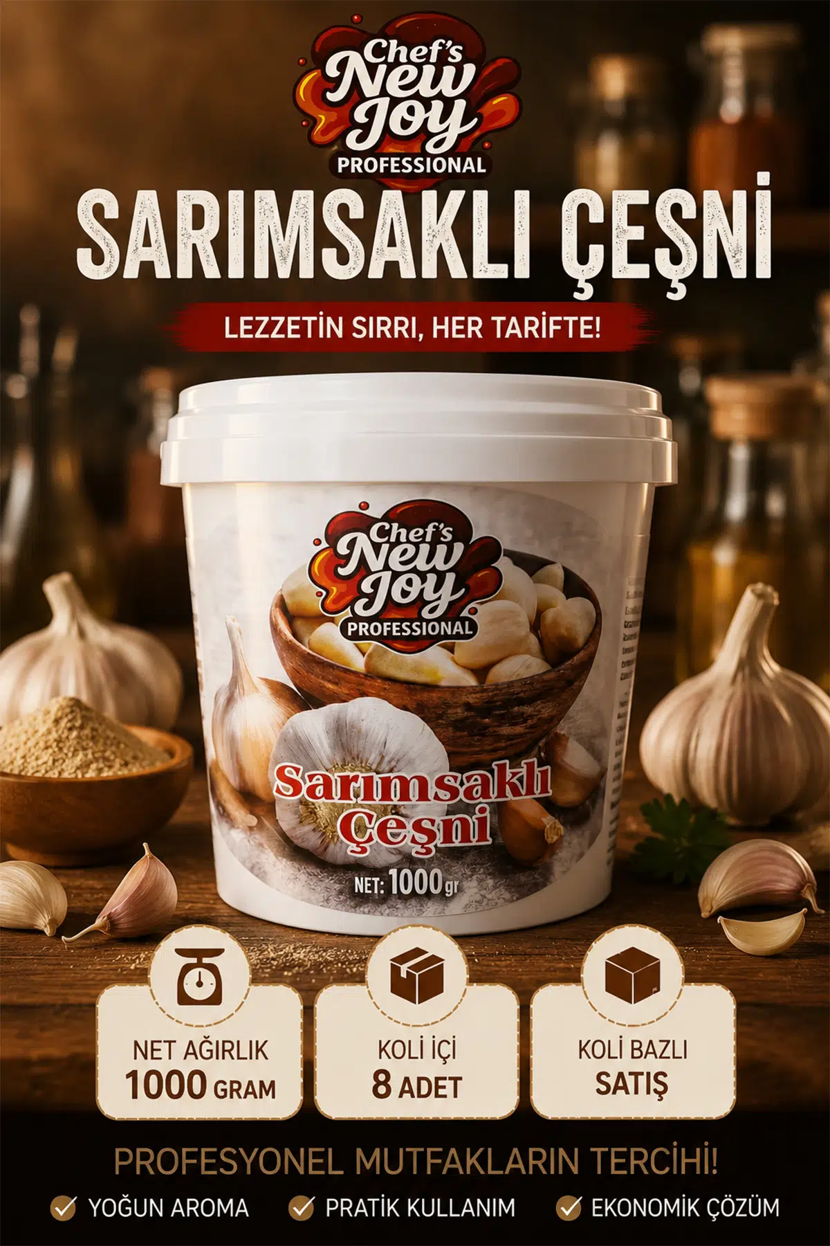 Sarımsaklı Çeşni 1000 G X 8 Adet - 1 Koli (Koli Bazlı Avantaj Paketi)