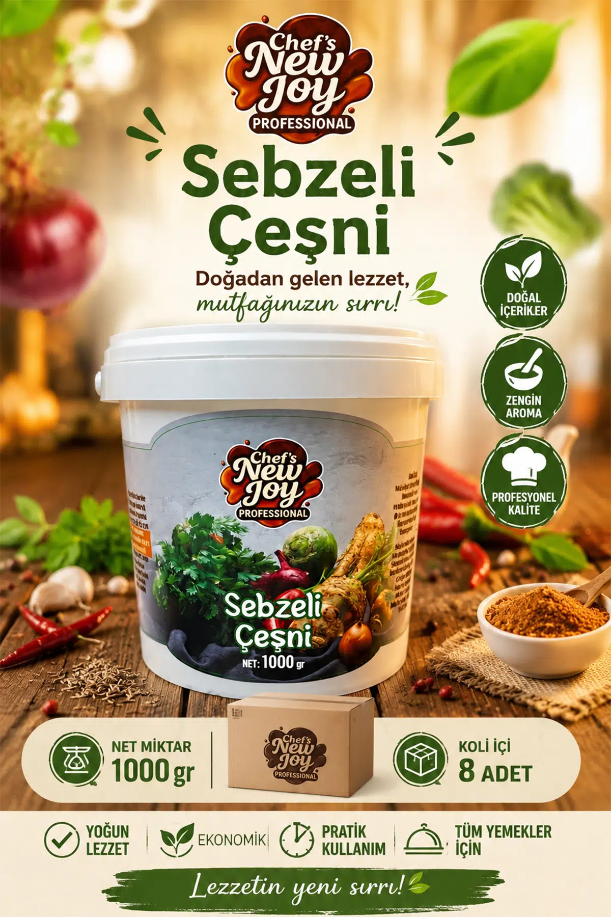 Sebzeli Çeşni 1000 G X 8 Adet - 1 Koli (Koli Bazlı Avantaj Paketi)