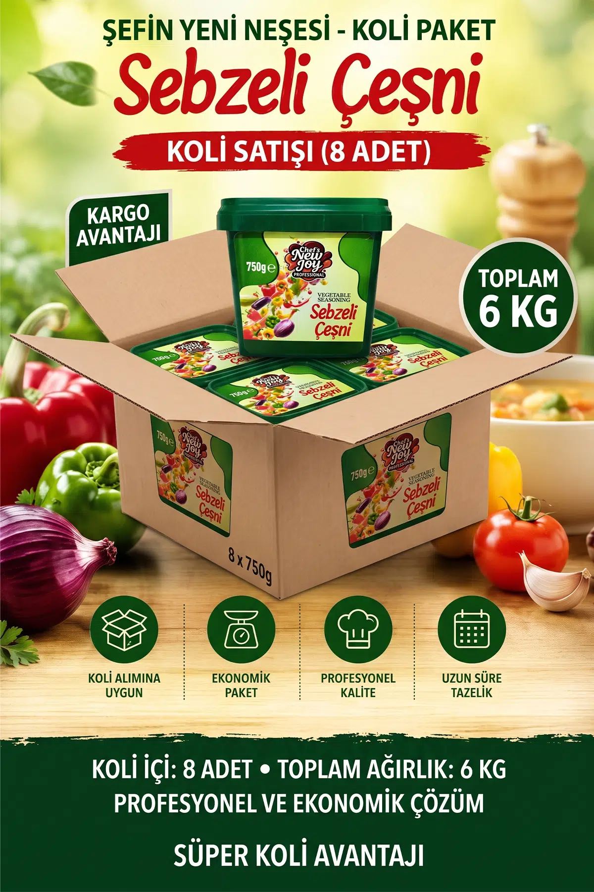 Sebzeli Çeşni 750 G x 8 Adet - 1 Koli (Koli Bazlı Avantaj Paketi)