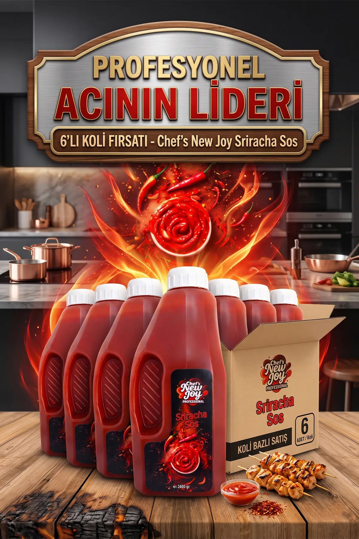Sriracha Sos 2400 G x 6 Adet - 1 Koli (Koli Bazlı Avantaj Paketi) Profesyonel Lezzet Acı Sos
