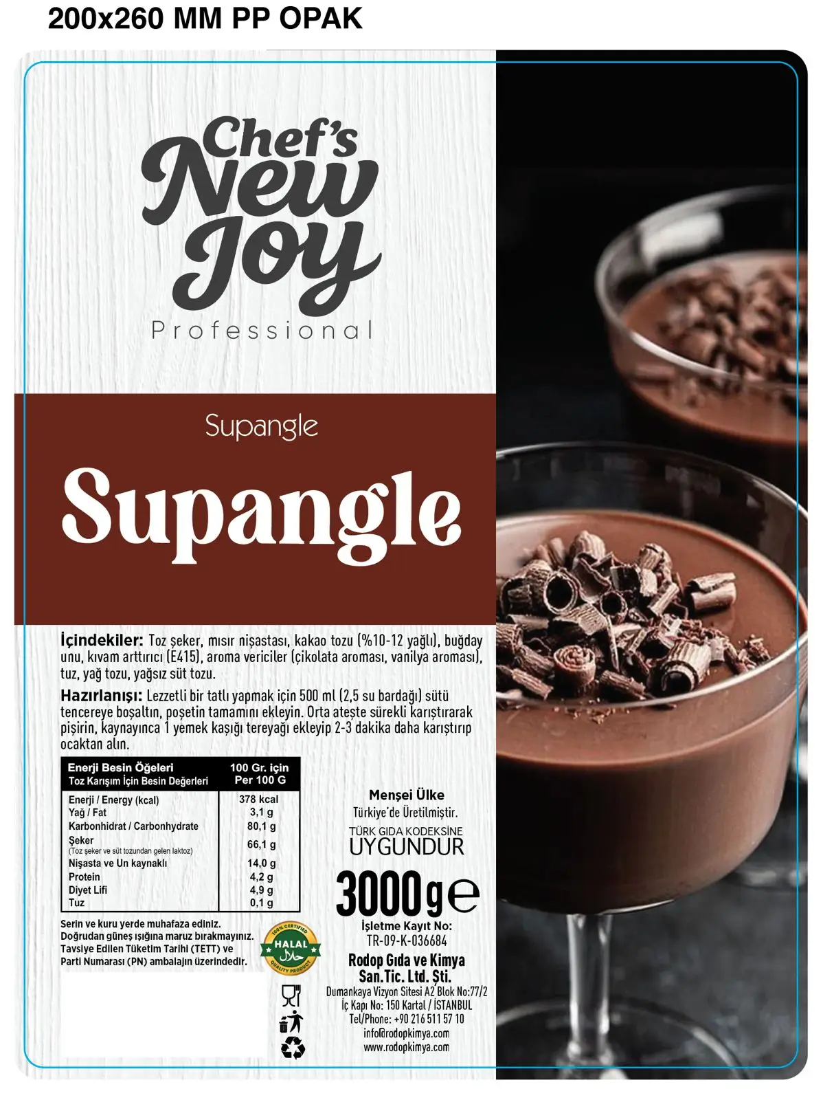 Supangle 3000 gr Yoğun Çikolatalı Puding
