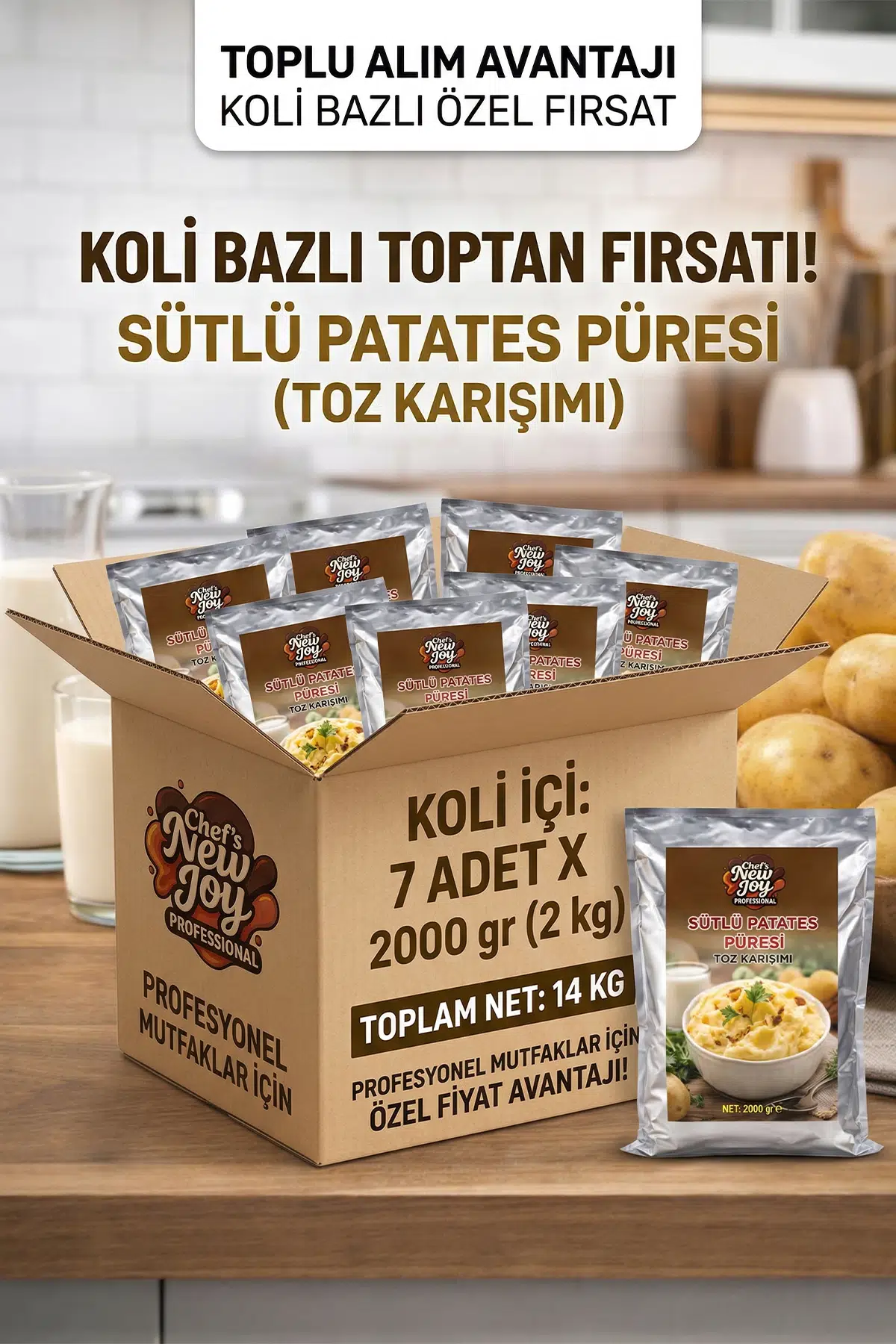 Sütlü Patates Püresi 2000 G X 7 Adet - 1 Koli (Koli Bazlı Avantaj Paketi)